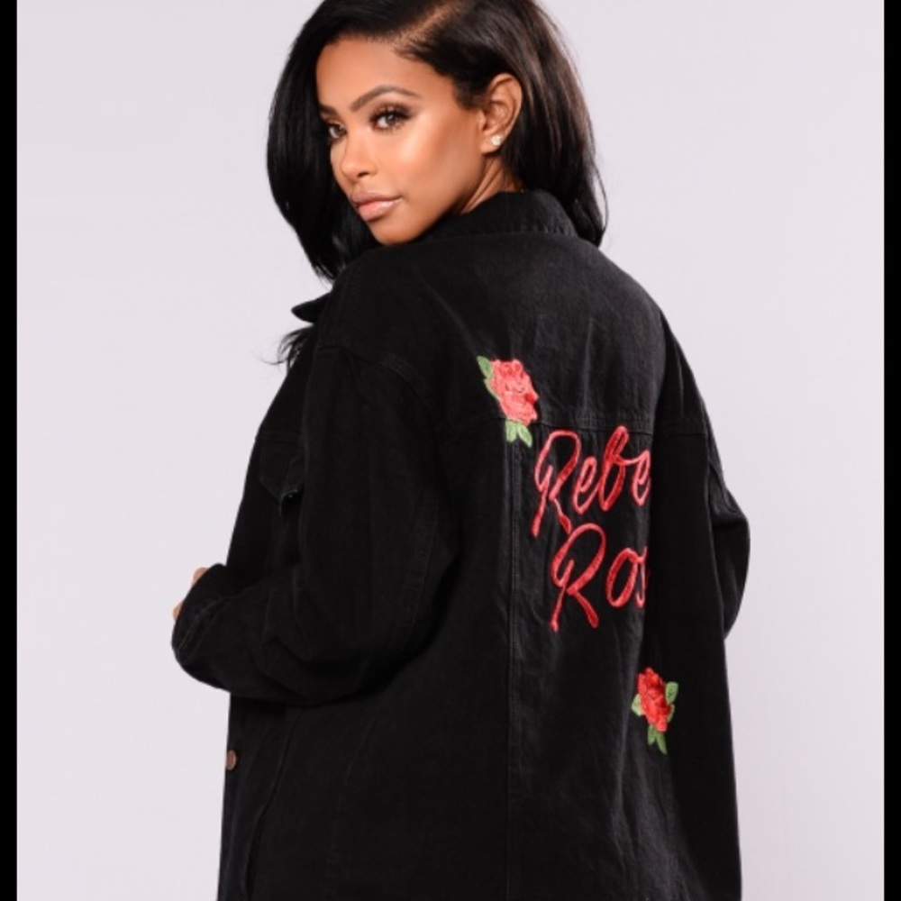 Rebel Rose Oversized Denim Jacket FASHION NOVA